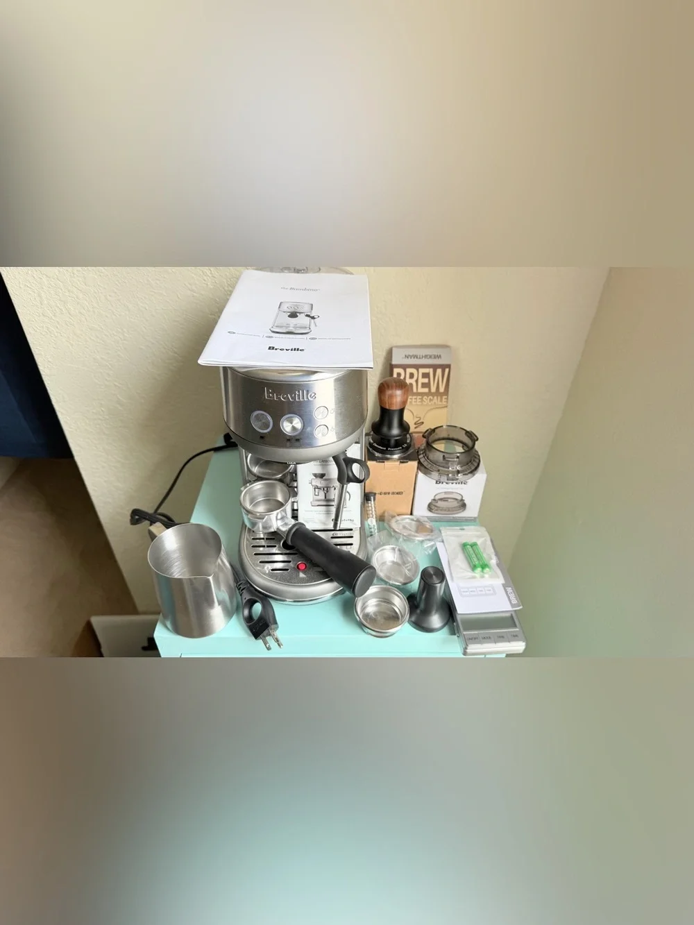 Breville Bambino BES450 Espresso Machine Complete Barista Bundle Scale Tamper